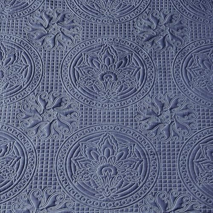 Qucover Oversized King Bedspread 128x120, Soft Microfiber King Size Bedspread Oversized, 3 Piece Ultrasonic Quilting Persian Pattern California King Quilt Set, Navy Blue