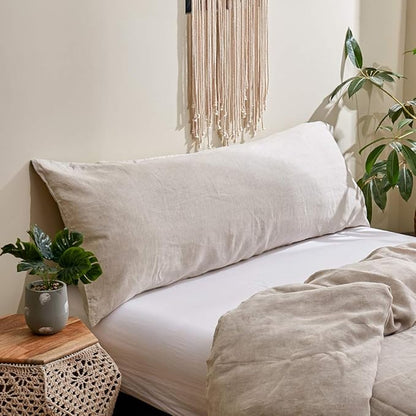 Simple&Opulence Body Pillow Cover 20" x 54",100% Pure Linen, Ultra Soft and Breathable, Body Pillowcase with Envelope Closure for Adults(Linen)