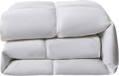 Serta Goose Feather Down Fiber Cotton Comforter King Size - 100% Cotton Duvet Insert - Hotel Luxury Hypoallergenic Bedding Comforter All Season Medium Warmth 106 x 90 Inch White