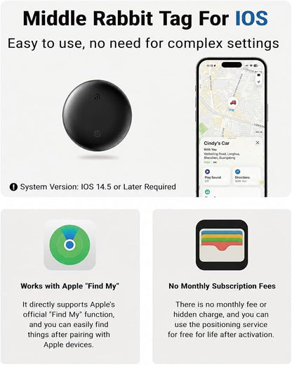 GPS Cat Tracker Collar for iPhone, Works with Apple Find My, No Monthly Fee, Lightweight Pet Tracking Tag with Collar Holder for Cats