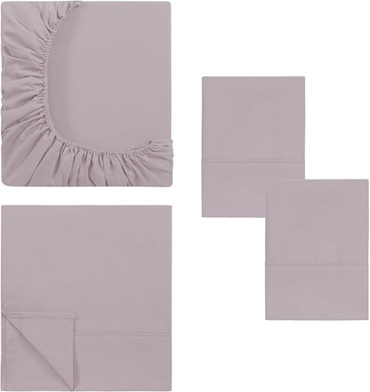Modern Threads Soft Microfiber Solid Sheets - Luxurious Microfiber Bed Sheets - Includes Flat Sheet, Fitted Sheet with Deep Pockets, & Pillowcases Dusty Mauve Full