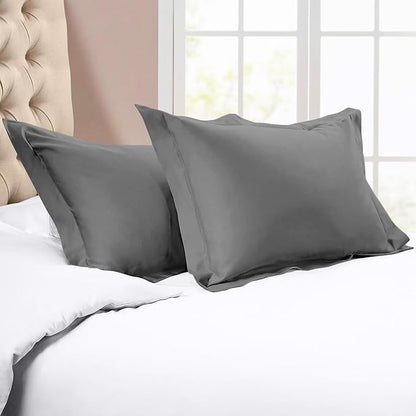 King Pillow Shams Set of 2 Dark Grey Pillow Shams King Size 20x36 Pillow Covers 100% Egyptian Cotton 600 Thread Count Soft Skin Friendly Cushion Cover Cases Decorative Pillow Shams for Bed
