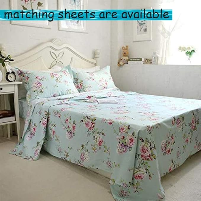 FADFAY Shabby Vintage Duvet Cover Twin XL Dorm Bedding Fashionable Rose and Hydrangea Flower 100% Cotton Soft Reversible Hidden Zipper Closure Farmhouse Quilt Cover Set 3 Piece -（No Filling）