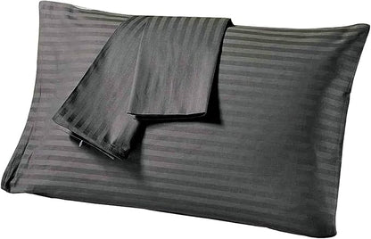Comfort Beddings Standard Pillowcases Set of 4 – 100% Organic Cotton, 600 Thread Count Sateen, Soft & Comfy Pillow Covers with Envelope Closure, Grey Stripe, Standard Size 20 x 26 Inches