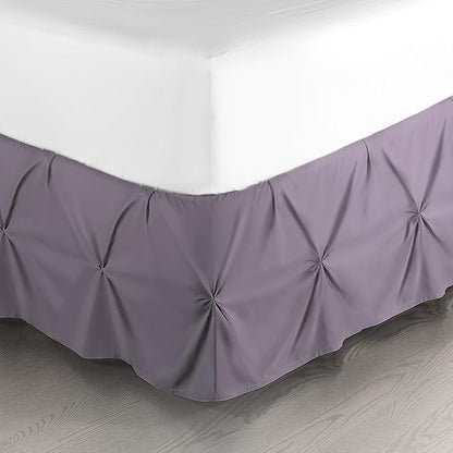 Nestl Grayish Purple Bed Skirt Cal King Size, Pinch Pleat Cal King Bed Skirt, 14" Inch Drop Cal King Bedskirt, Hotel Quality Bed Skirts, Microfiber Bedskirt for Cal King Bed, Grayish Purple Bed Skirt