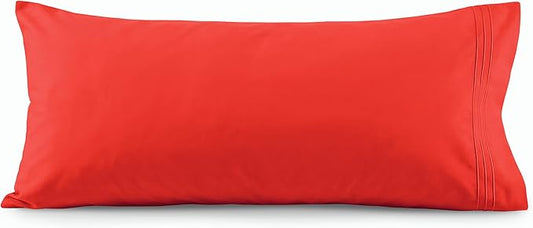 Elegant Comfort Luxury Ultra-Soft 1-Piece Body Pillowcase - 1500 Premium Hotel Quality Microfiber Double Brushed - Wrinkle Resistant, Body Pillowcase Size, Red