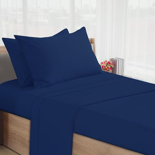 Springspirit 30" x 75" x 9" Cot Sheets, 4-Piece Set, Fitted Sheets for Twin/Camp Bunk/RV Bunk/Guest Beds, Navy