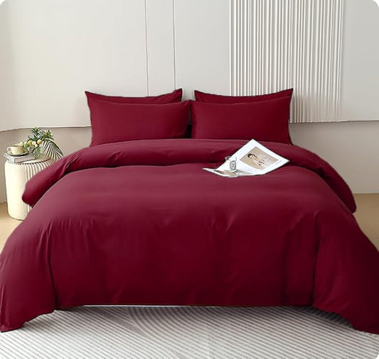 Houseri Burgundy Comforter Set Queen Dark Red Bedding Sets for Women Teen Girls Noble Wine Red Bordeaux Maroon Comfy Breathable Lightweight Bed Quilts Queen Ultra Soft