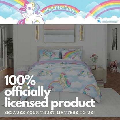 Franco Collectibles My Little Pony Classic Retro Unicorn Rainbow Bedding 7 Piece Super Soft Comforter and Sheet Set with Sham, Full, (100% Official Licensed Product)