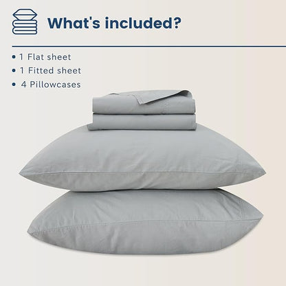 Bedlifes 100% French Flax Linen Sheets Set California King Size-6 Piece Extra Deep Pocket 18-24",Soft Breathable Cal King Bed Sheets with Temperature Regulating & Moisture-Wicking(Grey