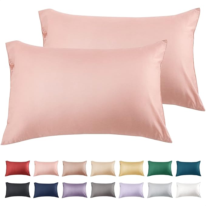 Warmstar Cotton Pillow Cases King Size Set of 2, 600 Thread Count Pillowcases 20x36 Inches, Soft Long Staple Cotton Pillowcases Breathable with Envelope Closure,Pink