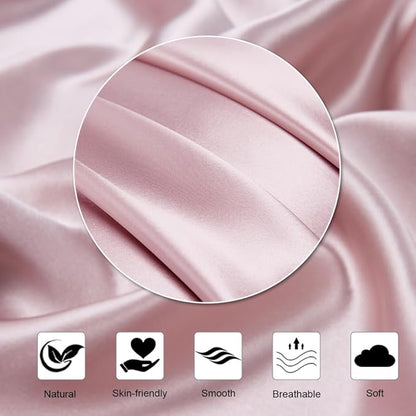 Ravmix Silk Pillow Cases 2 Pack with Zipper, 21momme Mulberry Silk Pillowcase for Hair Skin, Soft Smooth Breathable Cool Pillow Cover for Beauty Sleep with Gift Box(Queen 20"x30", Light Pink)