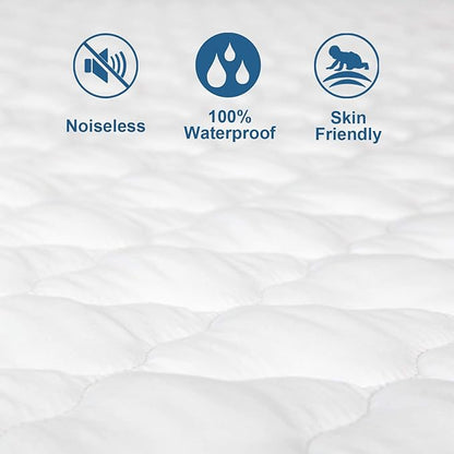 Twin Extra Long (XL) Mattress Pad Waterproof Protector, Twin XL Mattress Protector Cover for College Dorm, Breathable & Noiseless Twin XL Mattress Topper Fitted with Deep Pocket to 14" Depth