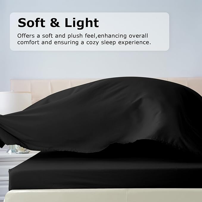 California King Size Bed Sheet Set - 4 Piece Soft Microfiber Sheets with Deep Pockets, Cooling Technology, and Wrinkle-Free Pillowcase. Hotel-Quality, Durable Bedding, Black