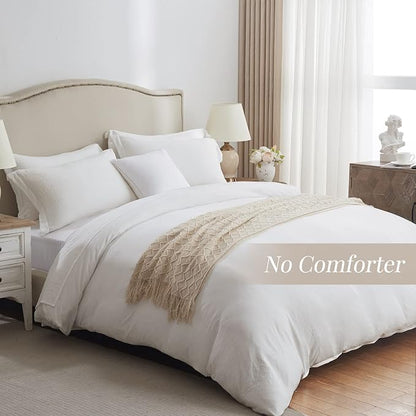 MILDLY Super Soft Duvet Cover 2pcs - 100% Washed Microfiber White Comforter Cover Set with Zipper Closure & Corner Ties (No Comforter)