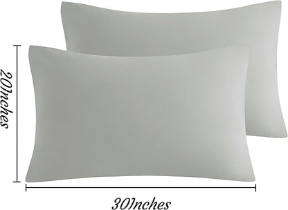 NTBAY Queen Pillow Cases Set of 2, 2 Pack Brushed Microfiber 20x30 Pillow Cases, Soft, Wrinkle, Fade, Stain Resistant Light Grey Pillow Cases with Envelope Closure, 20x30 Inches, Light Grey