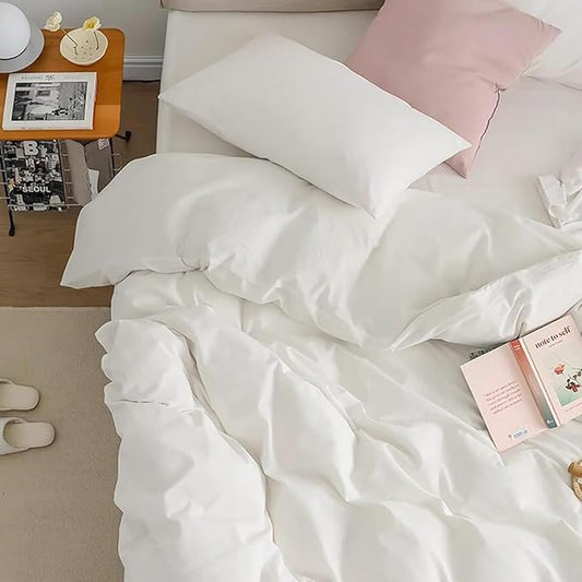 Cottonight White Comforter Cal King Plain White Bedding Comforter Set California King Solid Color Plain Solid Blanket Quilts Cozy Durable Soft Modern Bedding Comforter Sets Women Men