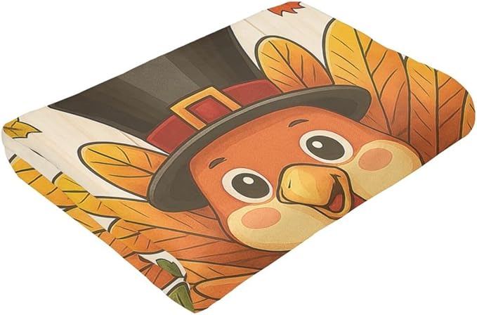Thanksgiving Turkey Blanket Super Soft Warm Fluffy Fleece Flannel Throw Blanket Cozy Fuzzy Plush Stuff Bedding Blankets Gifts for Women Kids Boys Girls Adults 50"X40"
