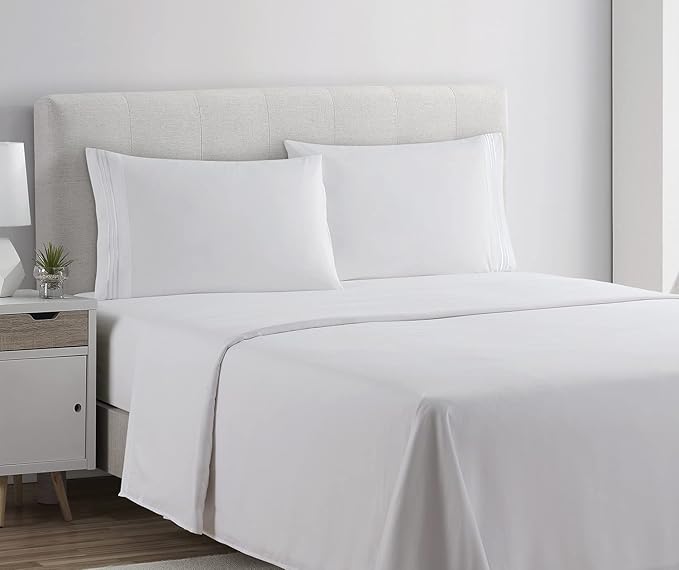 Clara Clark Bed Sheets, Premier 1800 Series 4 Piece Bed Sheet Set, Deep Pocket, Wrinkle, Fade, Stain Resistant, Luxury Soft Bedding Sheets & Pillowcases, California King, White