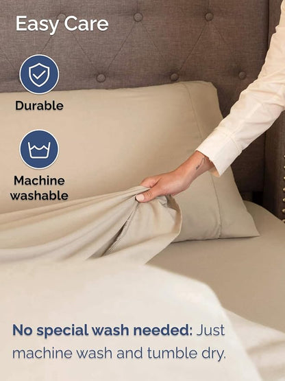 Extra Deep Twin XL Sheet Set - 4 Piece Breathable and Cooling Sheets - Hotel Luxury Bedding for Women, Men, Kids & Teens - Easy & Secure Fit - Soft, Wrinkle Free and Comfy - Extra Deep Pockets - Cream