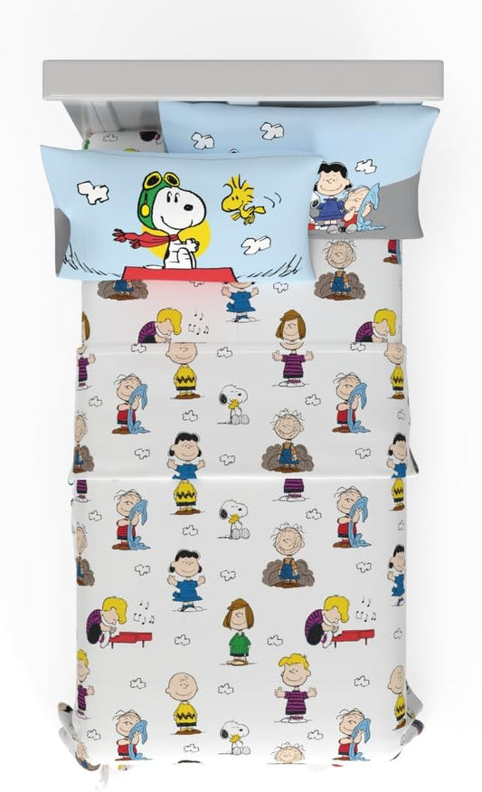 Collectibles Peanuts Snoopy Bedding Super Soft Cozy Microfiber 3 Piece Twin Sheet Set, (Officially Licensed Product) By Franco