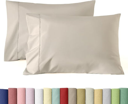 WINLIFE Queen Pillowcases Set of 2, 100% Cotton Egyptian Quality Queen Pillow Cases 2, 20×30 inches, Soft and Breathable Pillow Cover, Taupe