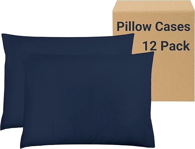 ZPECC Pillow Cases Queen Size Set of 12, 20x30 Envelope Closure Pillowcases, Soft Plain Brushed Microfiber Covers Hypoallergenic Breathable, Navy