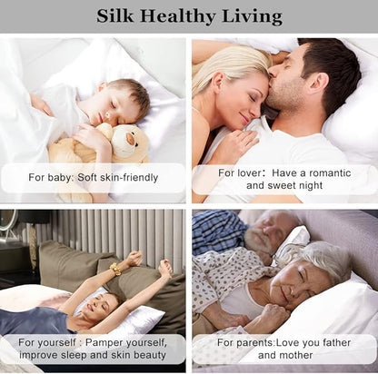 Ravmix 100% Silk Pillow Case with Zipper, 21momme Mulberry Silk Pillowcase for Hair Skin Health, Soft Smooth Breathable Cool Pillow Cover for Beauty Sleep 1PC(King 20×36inches, Pure White)