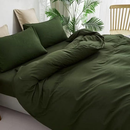 CLOTHKNOW Dark Green California King Comforter Set Green Bedding Comforter Sets Soft Hunter Green Comforter with 2 x Pillow Cases