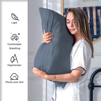 Silk Pillow Cases 2 Pack,Soft Breathable and Sliky Standard Size Pillow Cases Set of 2,Natural Mulberry Silk Pillowcase Set of 2 for Hair and Skin with Hidden Zipper (Space Grey,20"X 26",2pcs)