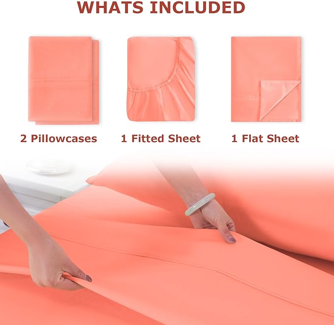 Queen Size Bed Sheet Set - 4 Piece Soft Microfiber Sheets with Deep Pockets, Cooling Technology, and Wrinkle-Free Pillowcase. Hotel-Quality, Durable Bedding, Desert Flower