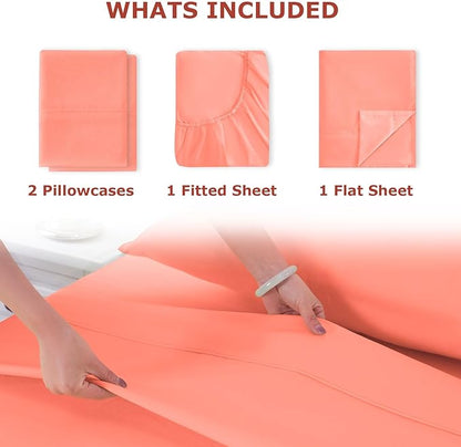 Queen Size Bed Sheet Set - 4 Piece Soft Microfiber Sheets with Deep Pockets, Cooling Technology, and Wrinkle-Free Pillowcase. Hotel-Quality, Durable Bedding, Desert Flower