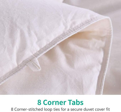 APSMILE Oversized King Luxury Organic Cotton All Season Down Feather Fibers Comforter, High Fill-Power Medium Warmth Duvet Insert (120x98, Ivory White)