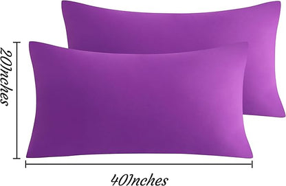 NTBAY King Pillow Cases Set of 2, 2 Pack Brushed Microfiber 20x40 Pillow Cases, Soft, Wrinkle, Fade, Stain Resistant Purple Pillow Cases with Envelope Closure, 20x40 Inches, Purple
