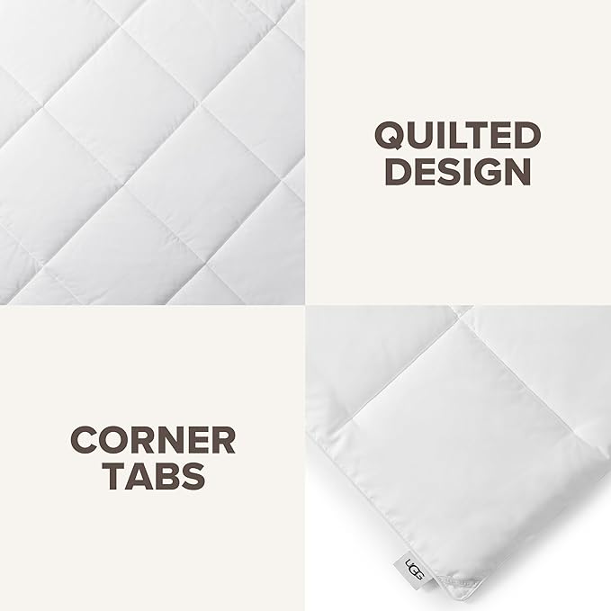 UGG Danielle Twin Comforter Duvet Insert Cooling Lightweight Down Alternative Hypoallergenic Machine Washable Quilted Fluffy Comforter Blanket with Corner Tabs for Duvet Cover, Twin, Bright White