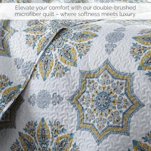 Twin Daybed Cover Set, Quilted 6-Piece Bedding with Shams, Infinity Aqua