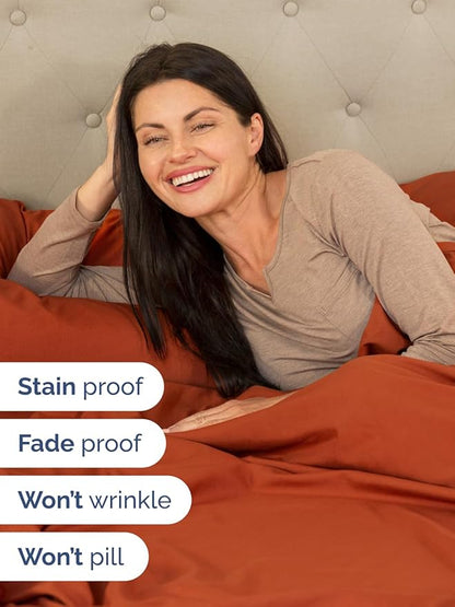 Extra Deep Queen Sheet Set - 6 Piece Breathable and Cooling Sheets - Hotel Luxury Bedding for Women, Men, Kids & Teens - Easy Secure Fit - Soft, Wrinkle Free & Comfy - Extra Deep Pockets - Terracotta