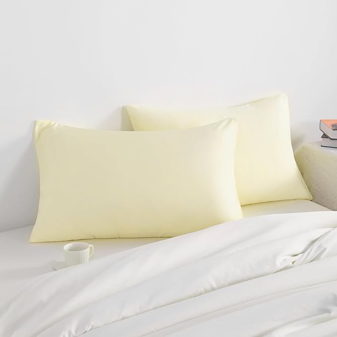 NTBAY King Pillow Cases Set of 2, 2 Pack Brushed Microfiber 20x40 Pillow Cases, Soft, Wrinkle, Fade, Stain Resistant Ivory Pillow Cases with Envelope Closure, 20x40 Inches, Ivory