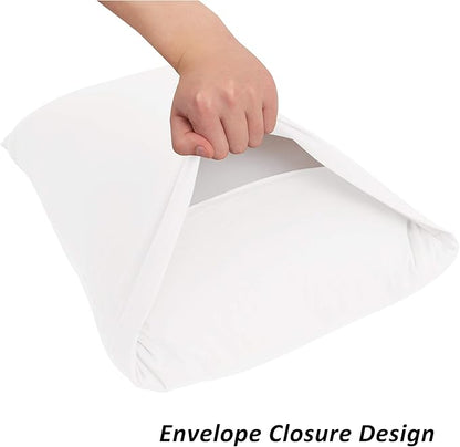 Stretch Pillowcases - Micro Jersey Knit & Ultra Soft, Standard Size - Set of 2 Pillow Cases, White