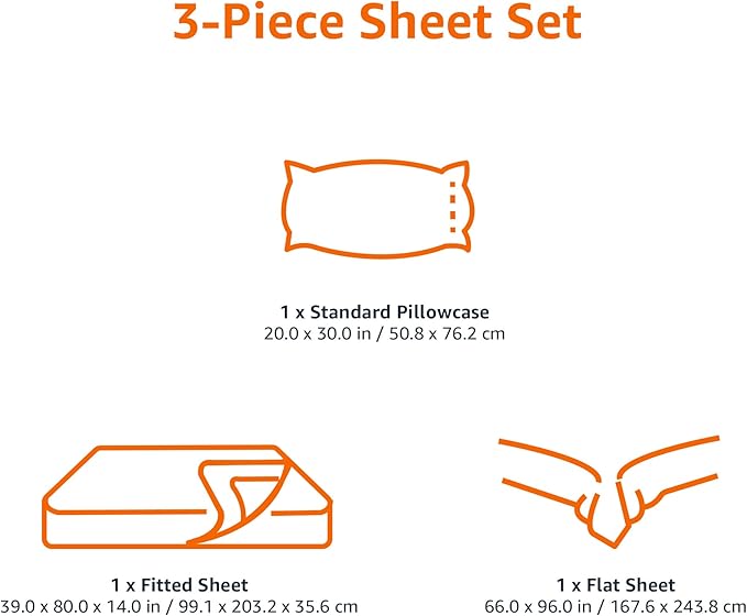 Amazon Basics Lightweight Super Soft Easy Care Breathable Brushed Microfiber 3-Piece Bed Sheet Set with 14-Inch Deep Pockets, Twin XL, Black, Solid