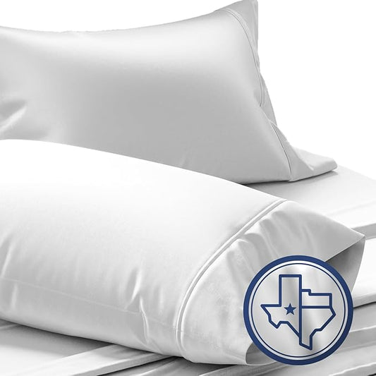 TEXAS LINEN CO. 100% Egyptian Cotton Standard/Queen Size Pillow Cases Set of 2-1000 Thread Count Pillow Cover - Soft, Breathable & Cooling Silver Pillowcases Set of 2 for Standard/Queen Pillows