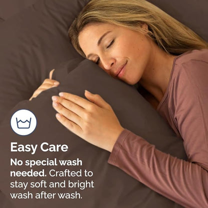King Standard Pillow Cases Set of 4 - Soft Hotel Quality Pillowcase Covers - Comfy Bedding for Women, Men, Kids & Teens - Machine Washable Pillow Protectors - 4 Piece Set - King Standard Size Brown