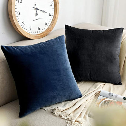 NTBAY Zippered Velvet Square Throw Pillow Cover, Super Soft and Luxury Decorative Euro Pillowcase, 26x26 Inches, Charcoal Grey