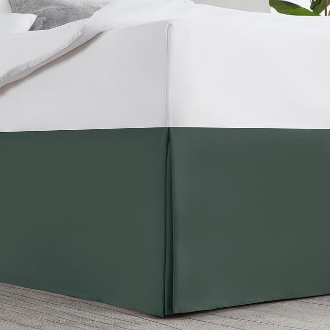 Nestl Forest Green Twin XL Bed Skirt - Twin XL Size Bed Skirt 14 Inch Drop - Brushed Microfiber Bed Skirts - Hotel Quality Pleated Bed Skirt - Shrinkage & Fade Resistant