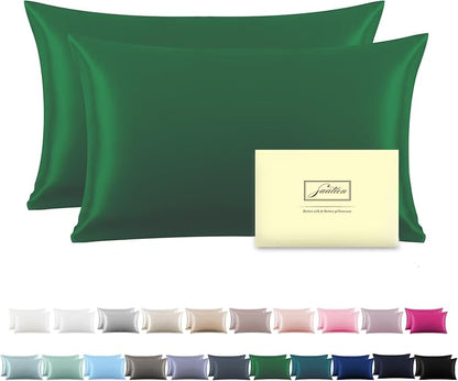 Silk Pillow Cases 2 Pack Soft Breathable and Sliky King Size Pillow Cases Set of 2,Natural Mulberry Silk Pillowcase Set of 2 for Hair and Skin with Hidden Zipper (Olive Green,20"X 36",2pcs)