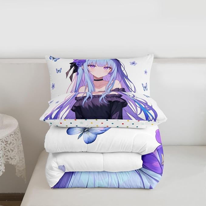 Erosebridal 3D Anime Girl Comforter Set, Kawaii Decorations Bedding Comforters & Sets, Preppy Duvet Set King