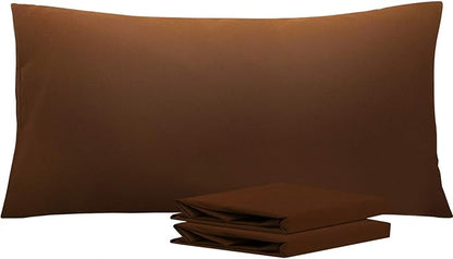 NTBAY King Pillowcase Set - 2 Pack Brushed Microfiber 20x40 Pillowcases - Soft, Wrinkle-Free, Fade-Resistant, Stain-Resistant, Brown Pillowcases with Envelope Closure - 20x40 Inches, Brown