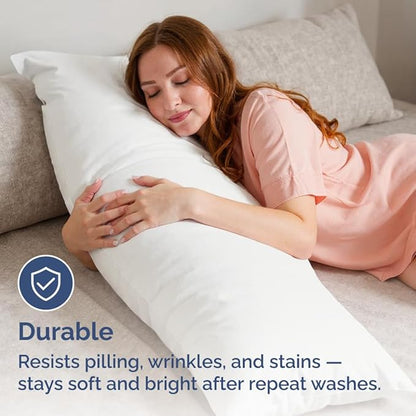Body Pillowcases Set of 4-20x54 Long Body Pillow Case - Soft Body Pillow Cover for Sleeping & Side Sleepers - Comfy, Breathable & Fade Free - Machine Washable w/Envelope Enclosure - (Antique White)