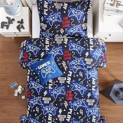 Kids Queen Comforter Set - 4 Pieces Gamer Queen Bedding Sets for Boys