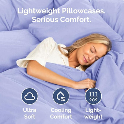 King Standard Pillow Cases Set of 4 - Soft Hotel Quality Pillowcase Covers - Comfy Bedding for Women, Men, Kids & Teens - Machine Washable Pillow Protectors - 4 Piece Set - King Standard Size Lavender